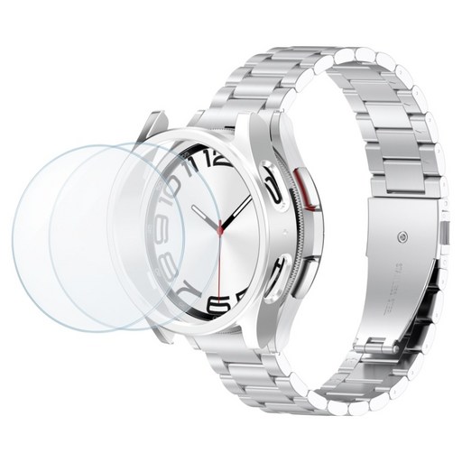 칸탐 갤럭시워치 7 6 5 4 호환 클래식 메탈 스트랩 시계줄 세트, 실버, 1세트