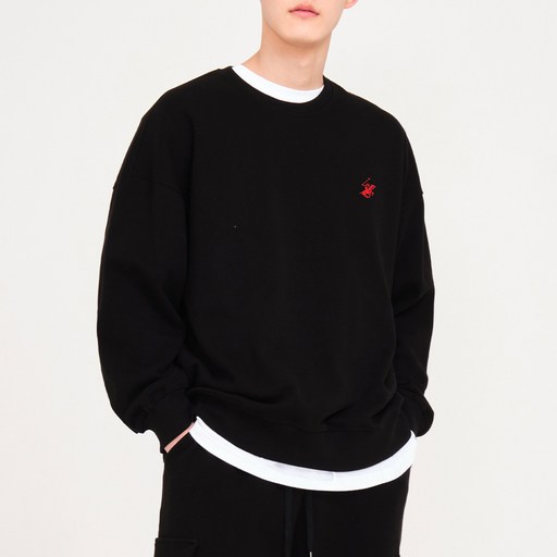 BEVERLY HILLS POLO CLUB 比佛利保羅 男女通用 日常寬鬆版 刺繡標誌 長袖大學T CPL8T00