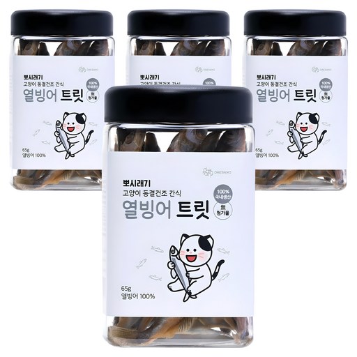 뽀시래기 고양이 생후 3개월령 이후 큐브트릿 동결건조, 열빙어, 65g, 4개