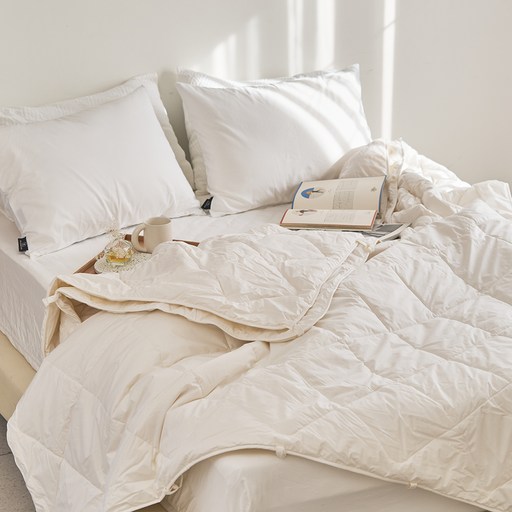 헬렌스타인 워셔블 투인원 호주산 사계절 양모 이불 2p 세트, 화이트