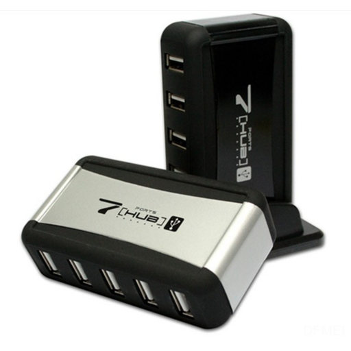 DFMEI USB 허브 7 허브 1 드래그 및 7 개의베이스 허브 세미퍼 7 포트 허브 허브 전원 공급 장치, 실버 (미국 표준)