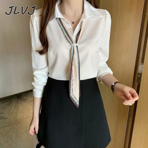 JLVJ 여자 봄가을 셔츠  구김없는 출근룩 셔츠  여성 블라우스