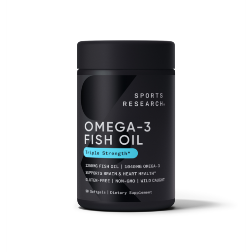 三倍強度Omega-3魚油必需脂肪酸EPA DHA軟膠囊, 90顆, 1罐