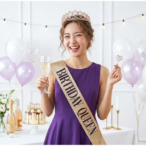 코제 생일 파티 용품 세트 티아라 어깨띠 이벤트, 1개, 클래식골드