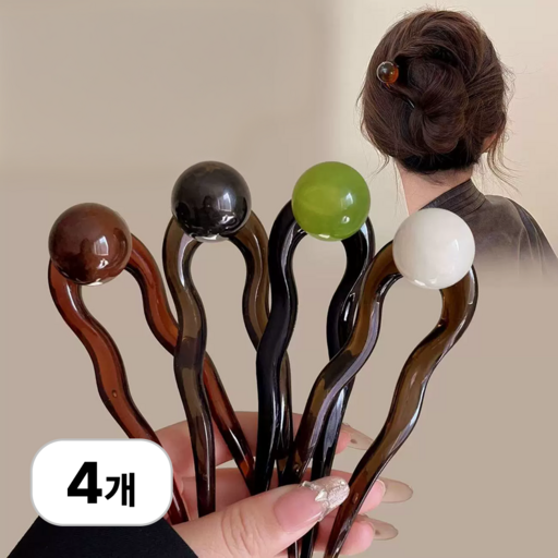 로멀리 U자 진주 헤어 비녀핀