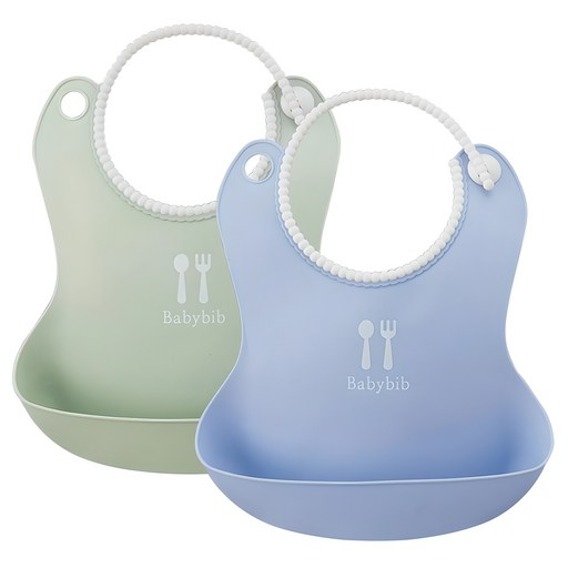 TALLSTOY New Baby Bib 圍兜, 柔和藍 + 柔和綠, 2入, 1套
