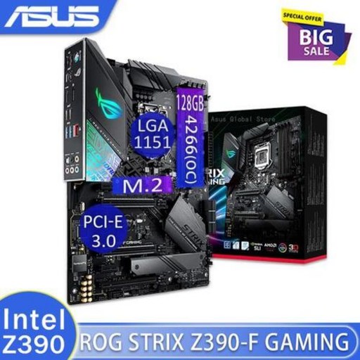 메인보드 LGA 1151 Asus ROG STRIX 128 게임용 마더 보드 DDR4 인텔 8 세대 9 세대 i9 i7 i5 i3 1151 GB RGB CrossFireX Z390