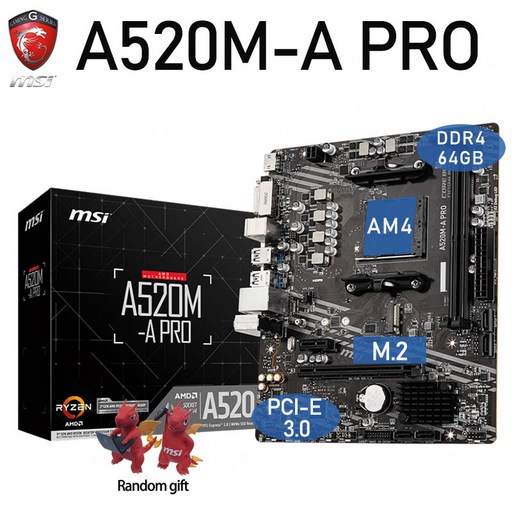 MSI A520M-A PRO AMD CPU용 메인보드, B450 메인보드, A520M-A PRO