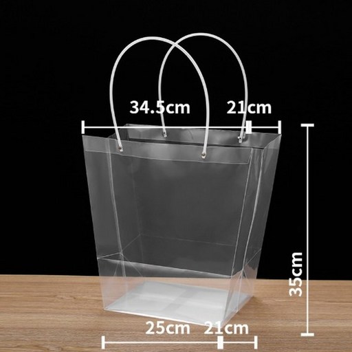 T5 PVC 흰색 긴손잡이 쇼핑백(35x34x25cm 직삼각) (10개 묶음)