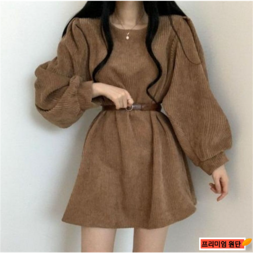 스타일닥터 여성원피스 가을 원피스 결혼식 하객룩 데일리룩 코듀로이 미니원피스 긴팔 빅 사이즈 원피스