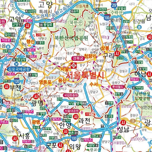 대한민국전도 전국여행지도 대한민국지도 코팅 - 우리나라 전국 도로 여행 전도