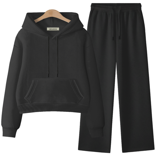 ANSANGSA 무지 여성 후드 상하세트