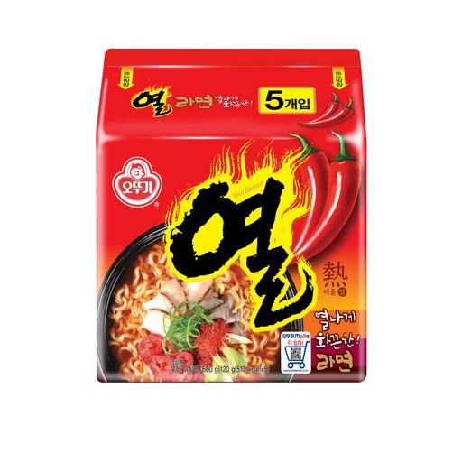 오뚜기 열라면 봉지라면 5개