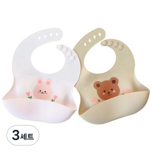 따블리에 실리콘 아기 이유식턱받이 아기턱받이 2종세트 KC인증