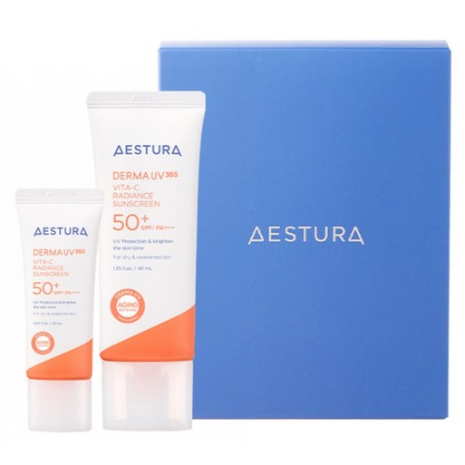 에스트라 더마유브이365 비타씨 광채수분 선크림 SPF50 PA 40ml  20ml 세트