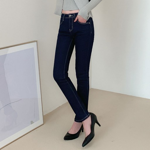 진마니아 여성용 허리스판 슬림 베이직 스트레이트핏 데님 팬츠 C958WNA