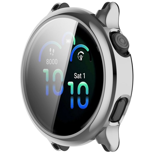 가민 Garmin Vivoactive 6 전용 전면 둘러싼 TPU 전도 보호 케이스  고급스러운 보호 기능으로 팔목에 반짝이는 케이스, 실버, 1개