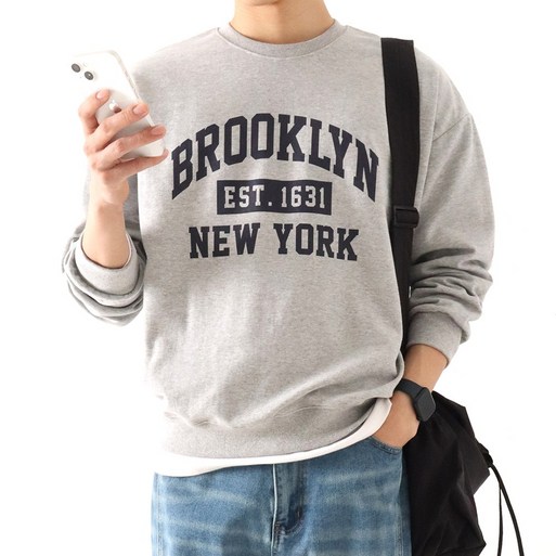 기모선택 브루클린 프린팅 오버핏 맨투맨 ZZBMT026