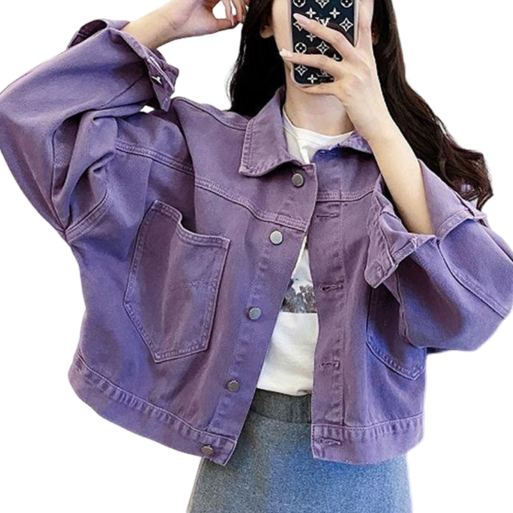 여성용 베이직 데일리 캐주얼 데님 자켓