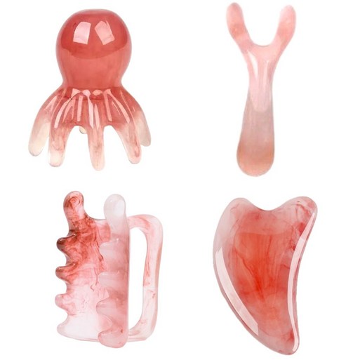 루미앤드 괄사 4종세트 페이스 경락 얼굴 다리 승모근 마사지 바디, 핑크, 1개