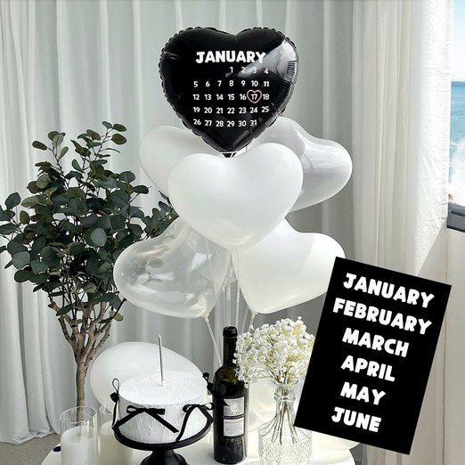 파티아일랜드 캘린더 하트 스탠드 16월 풍선 세트
