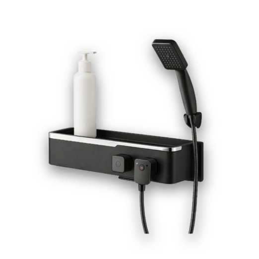 국산 무타공 선반형 샤워기 수전, 블랙, 1개