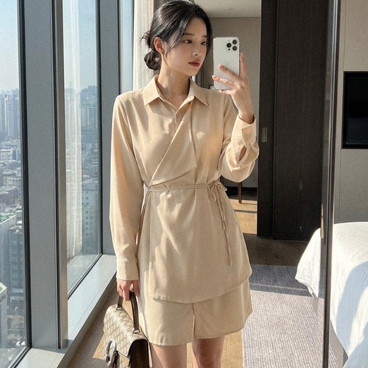 글램디브 뉴크로딘 랩 셔츠 미니원피스 AI1560