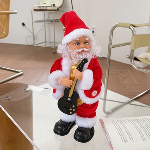 기타 트월킹 산타 크리스마스 파티 소품 음악 나오는 움직이는 산타 장식 오르골 파티 소품