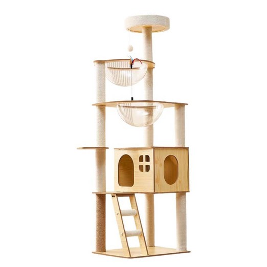 TaiStar 튼튼한 원목 캣타워 고양이 하우스 스크래처 놀이대 고양이가구T8560011