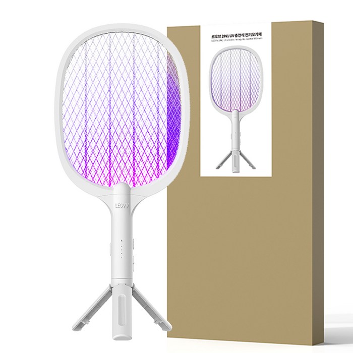 KC인증앤드 2IN1 UV 해충퇴치 모기채, 화이트