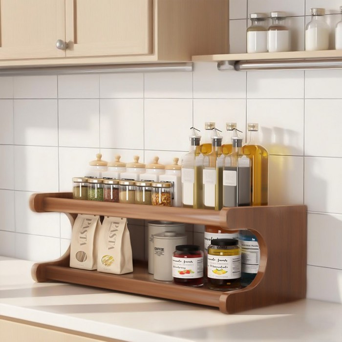 다용도 책상정리 선반 미니 우드수납장 커피머신 정수기 선반 주방 수납 진열대