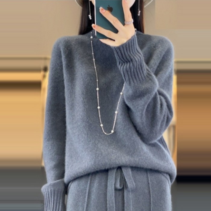 뉴욕멋쟁이 바니 터틀넥 골지포인트 울니트 여성폴라티셔츠 루즈핏니트