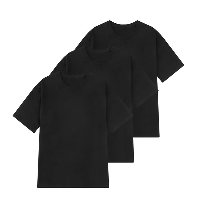 록신 남녀공용 순면 기본 티셔츠 라운드 편안한 착용감 반팔티 3팩세트
