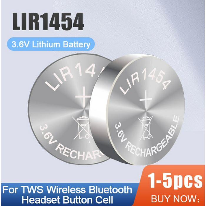 IR44 TWS 블루투스 헤드셋용 리튬 이온 충전식 호환 배터리 스마트 워치 팔찌 LIR1454 LIR 1454 3.6V CR1454 ICR1454S 15 개 IR44 TWS 블루투스 헤드셋용 리튬 이온 충전식 호환 배터리 스마트 워치 팔찌 LIR1454 LIR 1454 3.6V CR1454 ICR1454S 15 개
