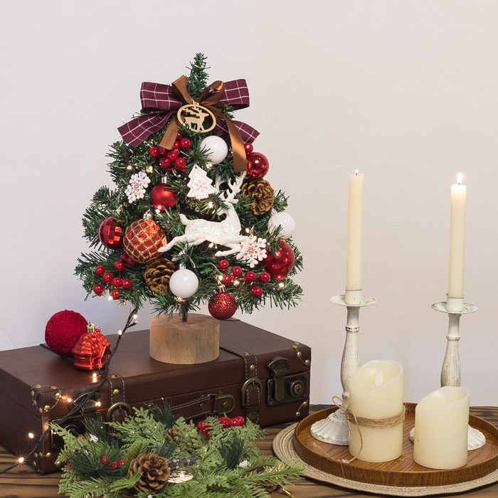 MIR WAY 크리스마스 미니 트리 전구 나무 장식 인테리어 소품 풀세트 45cm