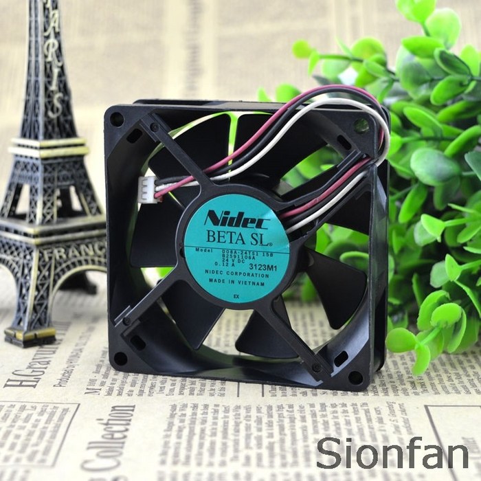 NIDEC D08A-24TS1 02 8CM 8025 24V 0.12A 2 선식 인버터 팬 테스트 작동