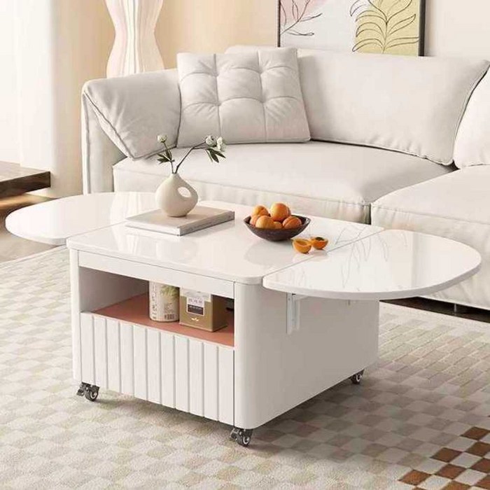 주방 접이식 테이블 원목 탁자 원형 공간활용 이동식 확장형 식탁