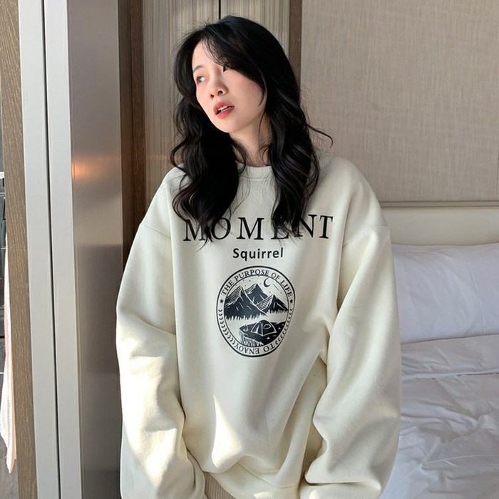 여성 기모 맨투맨 티셔츠