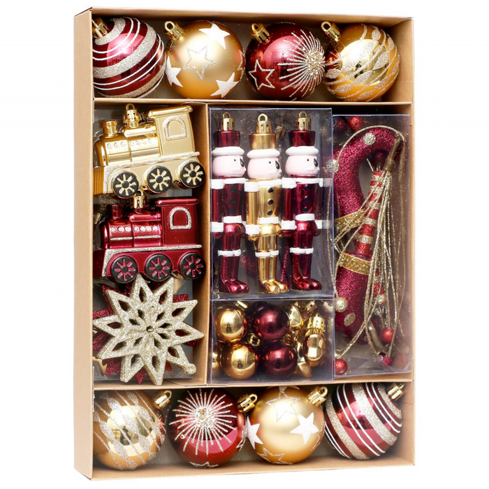 크리스마스 트리 장식 볼 오너먼트 50pcs, 레드골드, 1세트