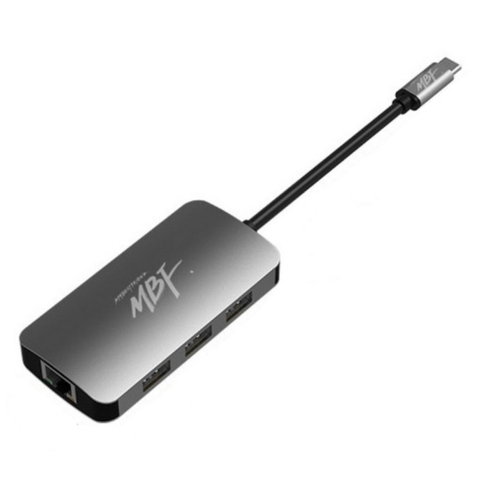 엠비에프 USB C타입 기가랜 HDMI 미러링 멀티 허브 PD MBFUC6IN1, 메탈그레이, 10개