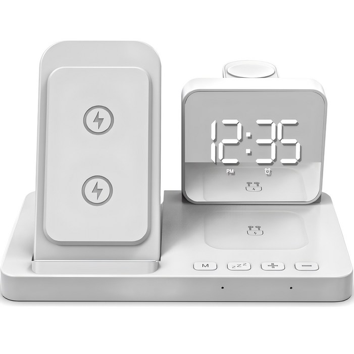 유엠투 애플워치  갤럭시워치 4in1 고속 무선 충전기 탁상 알람시계