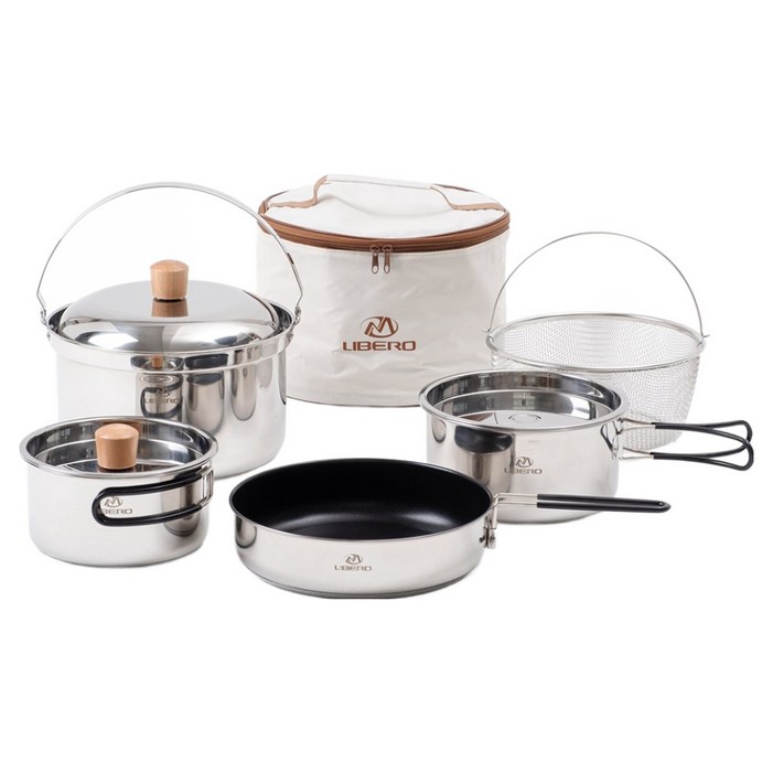 LIBERO 웜벳 스텐 코펠 78인용 세트, Silver, 1세트