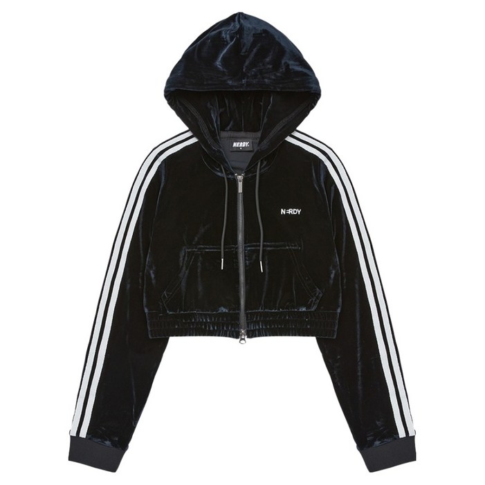 널디 우먼스 NY 벨벳 크롭 후디 트랙 탑