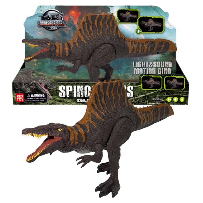 씽크 아동용 스피노사우루스 라이트 사운드 모션 디노 대형 공룡 피규어, 혼합색상, 1개, 21.5cm