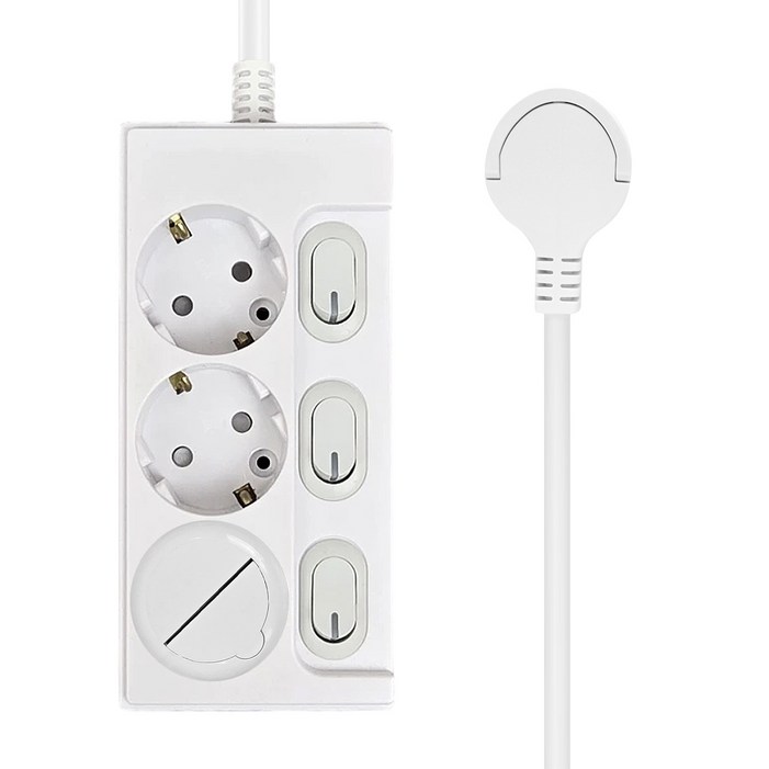 원스탑 재로갭 슬림 개별 스위치 멀티탭 3구 16A + 안전커버