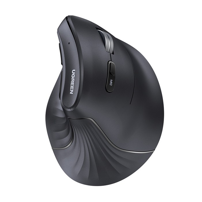 유그린 버티컬 인체공학 트리플 멀티태스킹 무선 블루투스 무소음 마우스 4000DPI MU008, MU008, 블랙