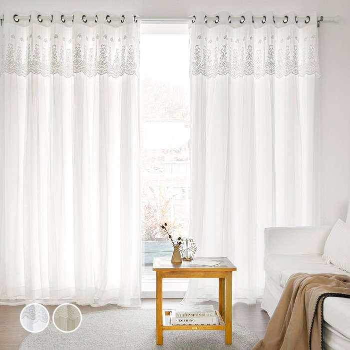 까르데코 디망쉬 암막 커튼 2p  마가렛 레이스 커튼 2p 세트