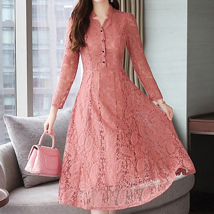 포플러앤씨 페리 자수 레이스 원피스 빅사이즈 포함