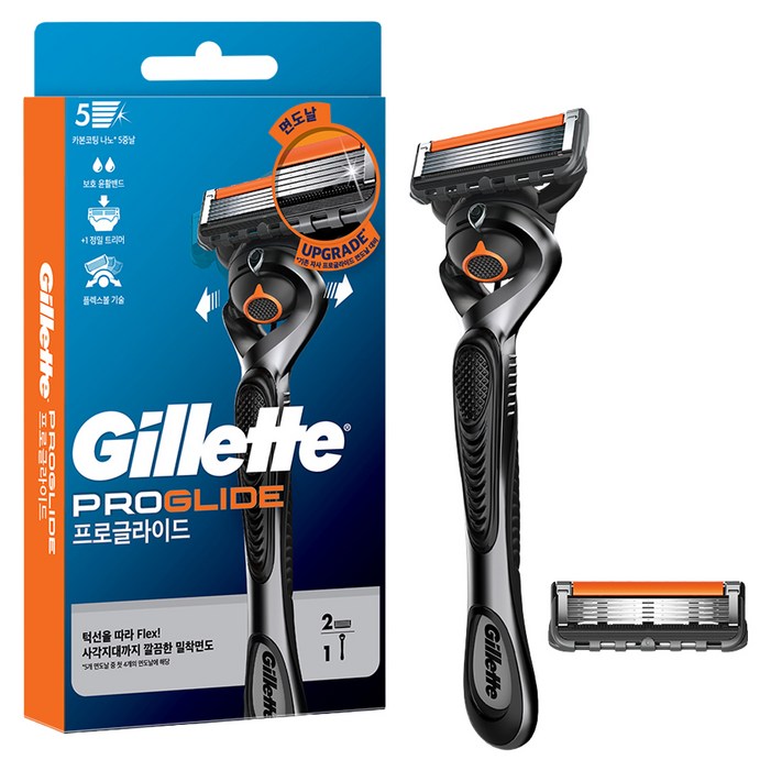 질레트 정품 프로글라이드 매뉴얼 핸들  면도날 2p 세트