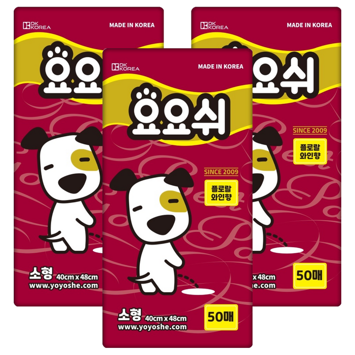 요요쉬 강아지 배변패드 플로랄와인향, 50개입, 3개